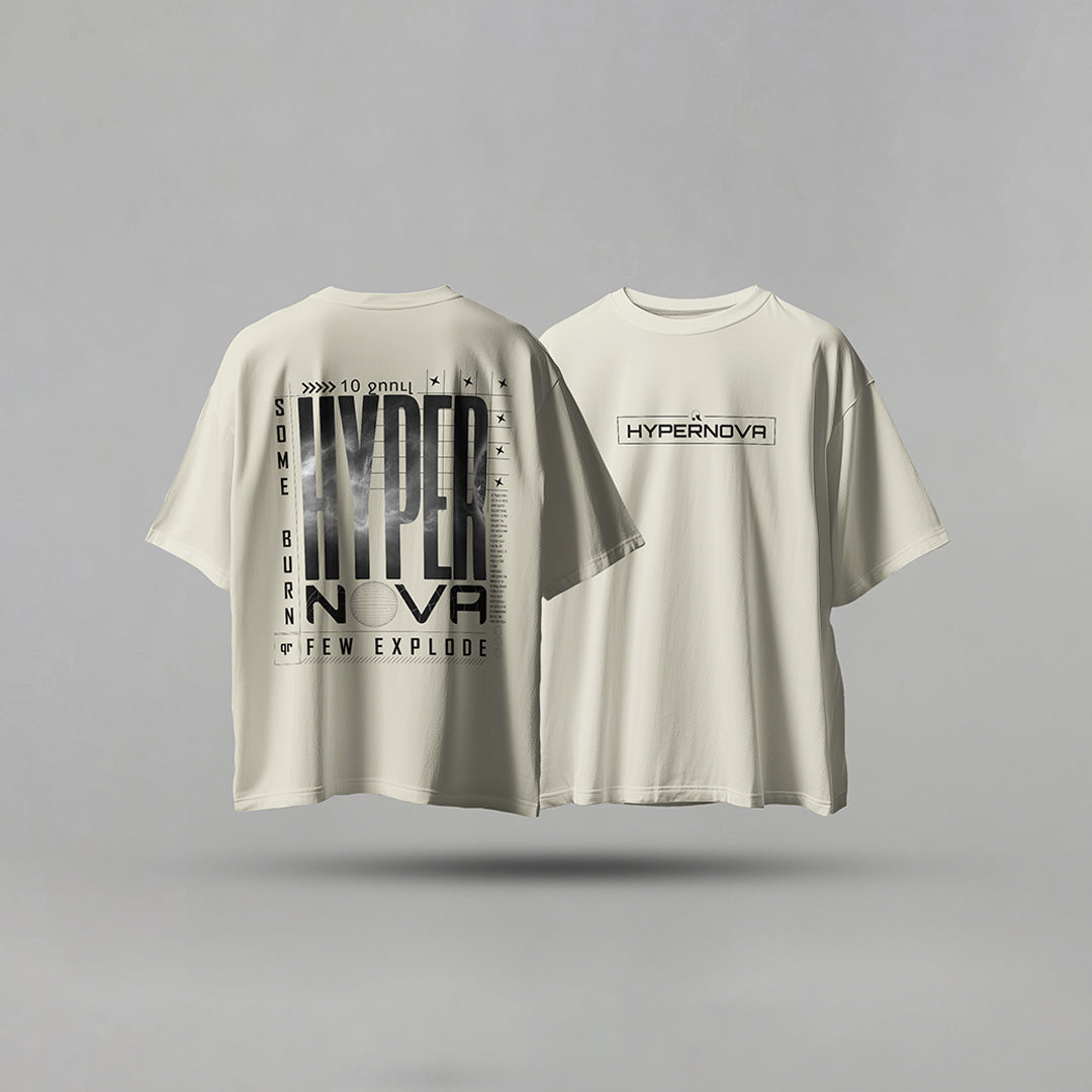 Rarions  Oversized T-Shirt-Hypernova Text Streetwear  – Light Edition | Unisex
