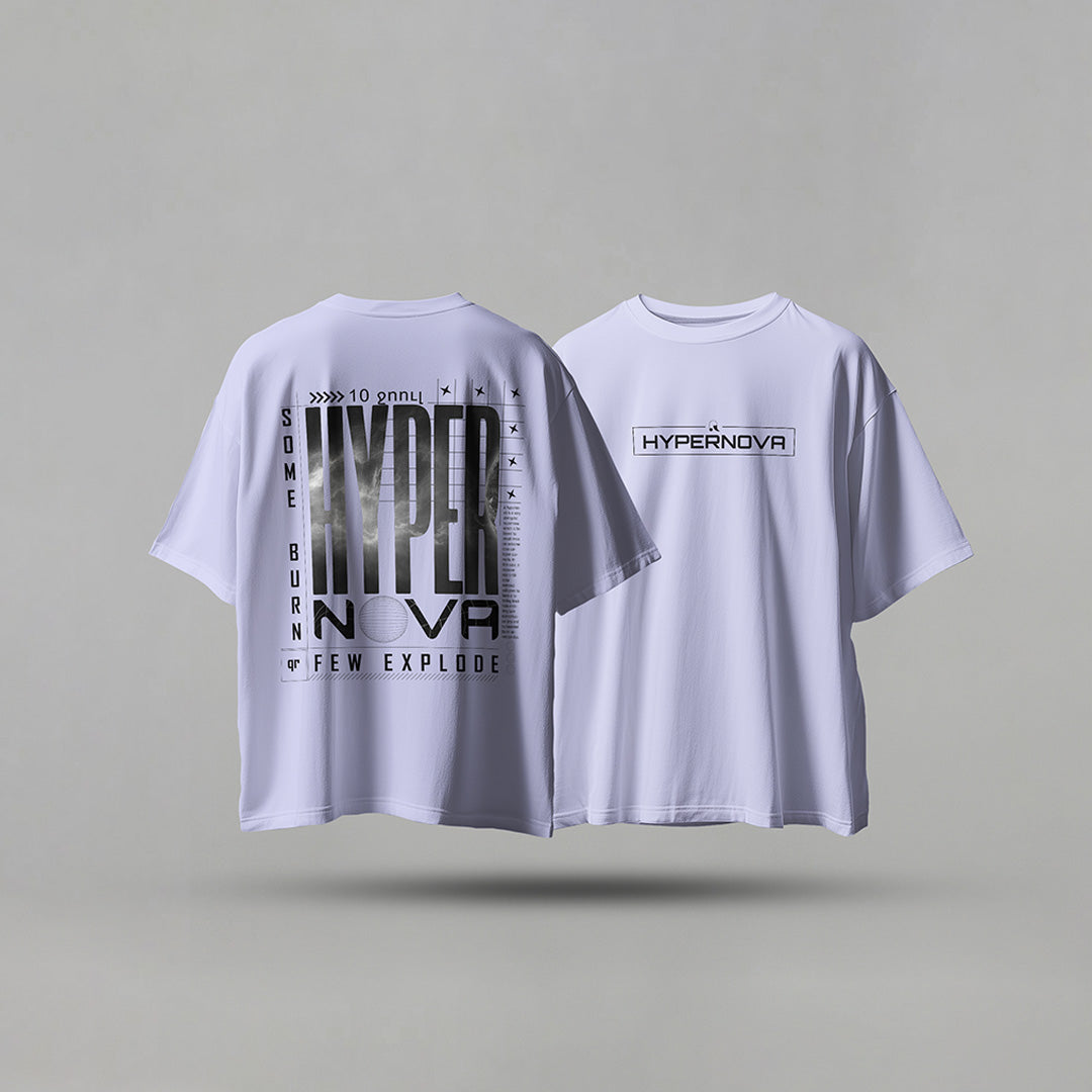 Rarions  Oversized T-Shirt-Hypernova Text Streetwear  – Light Edition | Unisex