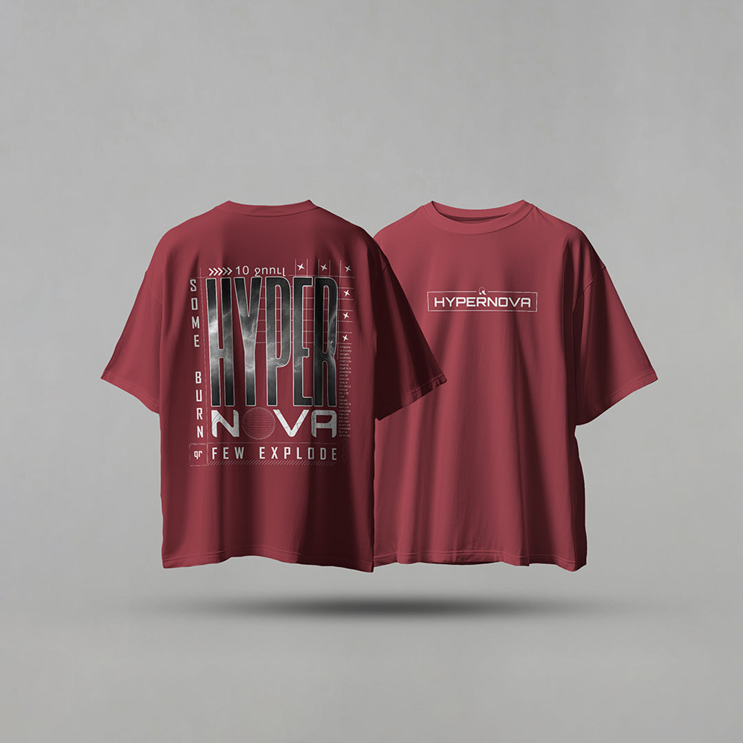 Rarions  Oversized T-Shirt-Hypernova Text Streetwear  – Dark Edition | Unisex