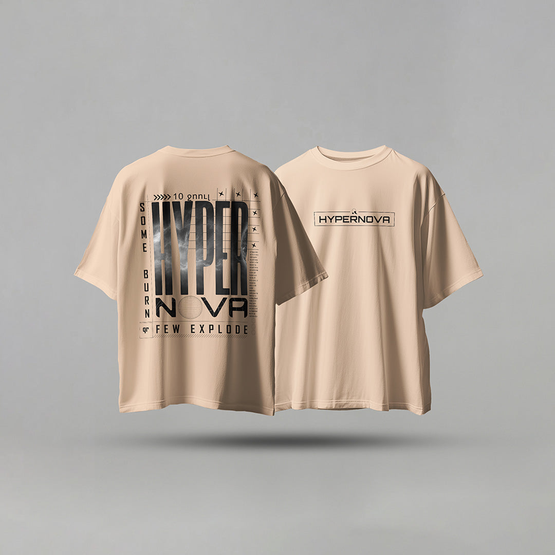 Rarions  Oversized T-Shirt-Hypernova Text Streetwear  – Light Edition | Unisex