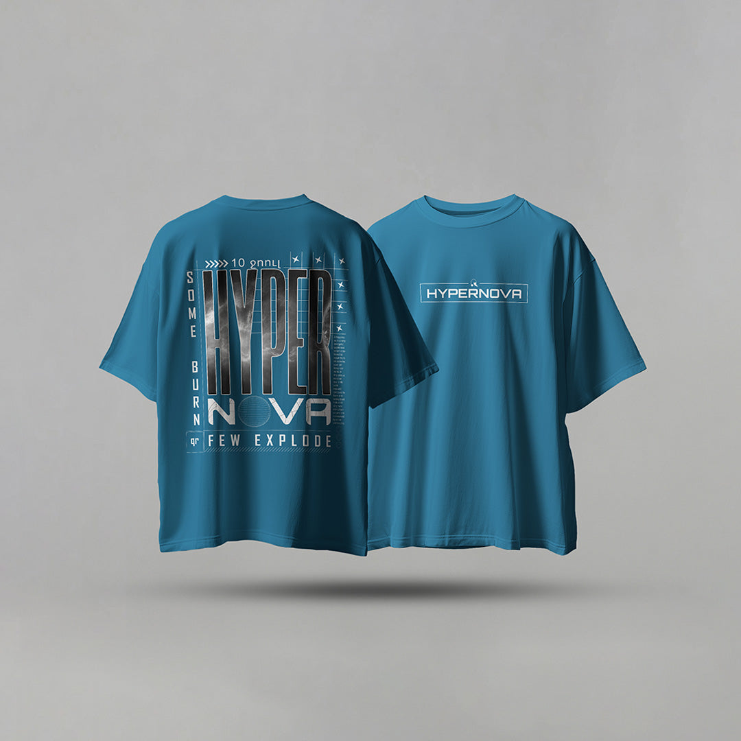 Rarions  Oversized T-Shirt-Hypernova Text Streetwear  – Dark Edition | Unisex