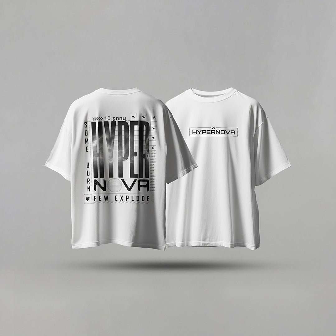 Rarions  Oversized T-Shirt-Hypernova Text Streetwear  – Light Edition | Unisex